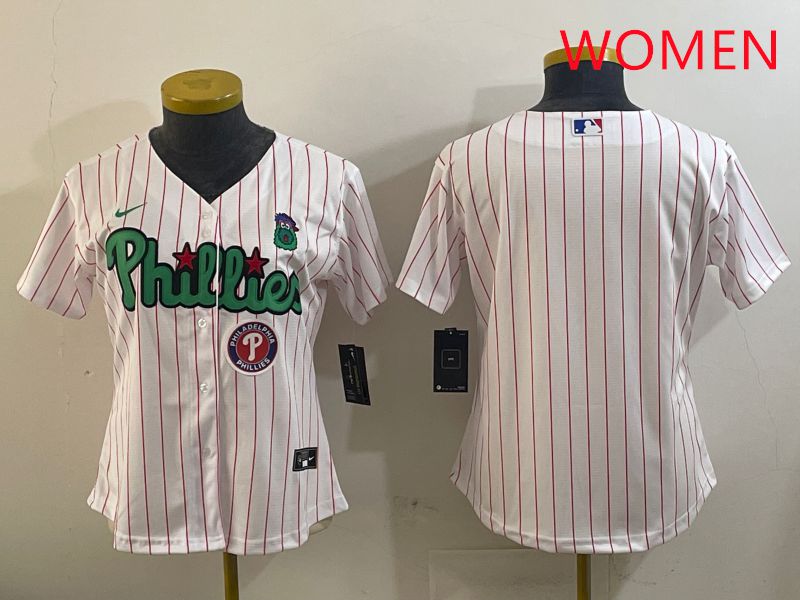 Women Philadelphia Phillies Blank White Stripe Second generation joint name 2025 Nike MLB Jersey style 3